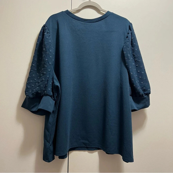 LuLaRoe Moriella Slate Blue Puff Sleeve Top - size 3XL - Picture 4 of 4
